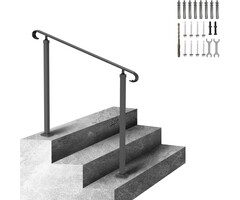 Vevor Schmiedeeisen Treppengeländer für 2-3 Stufen, 60 cm Höhe, Schwarz - 49% Rabatt