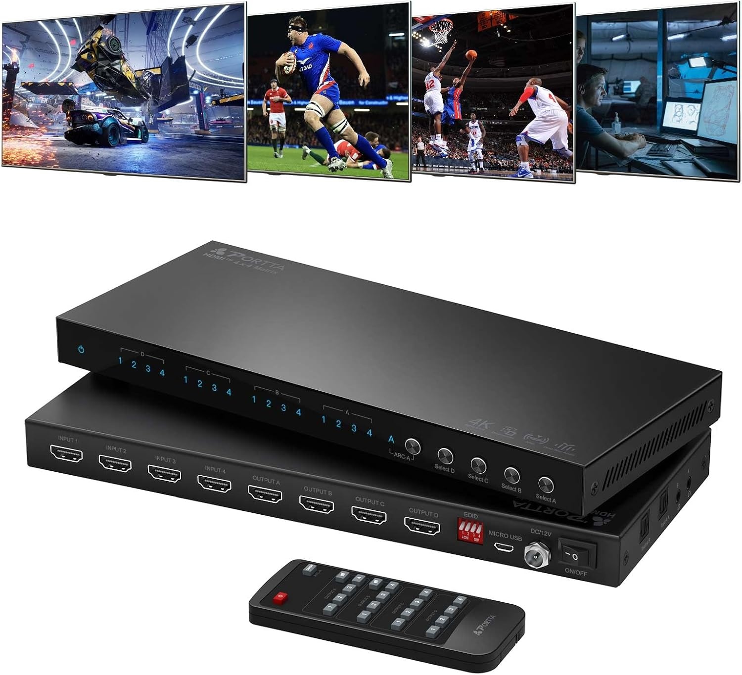 4x4 HDMI-Matrix 4K 60Hz mit Audio-Extractor - 30% Rabatt