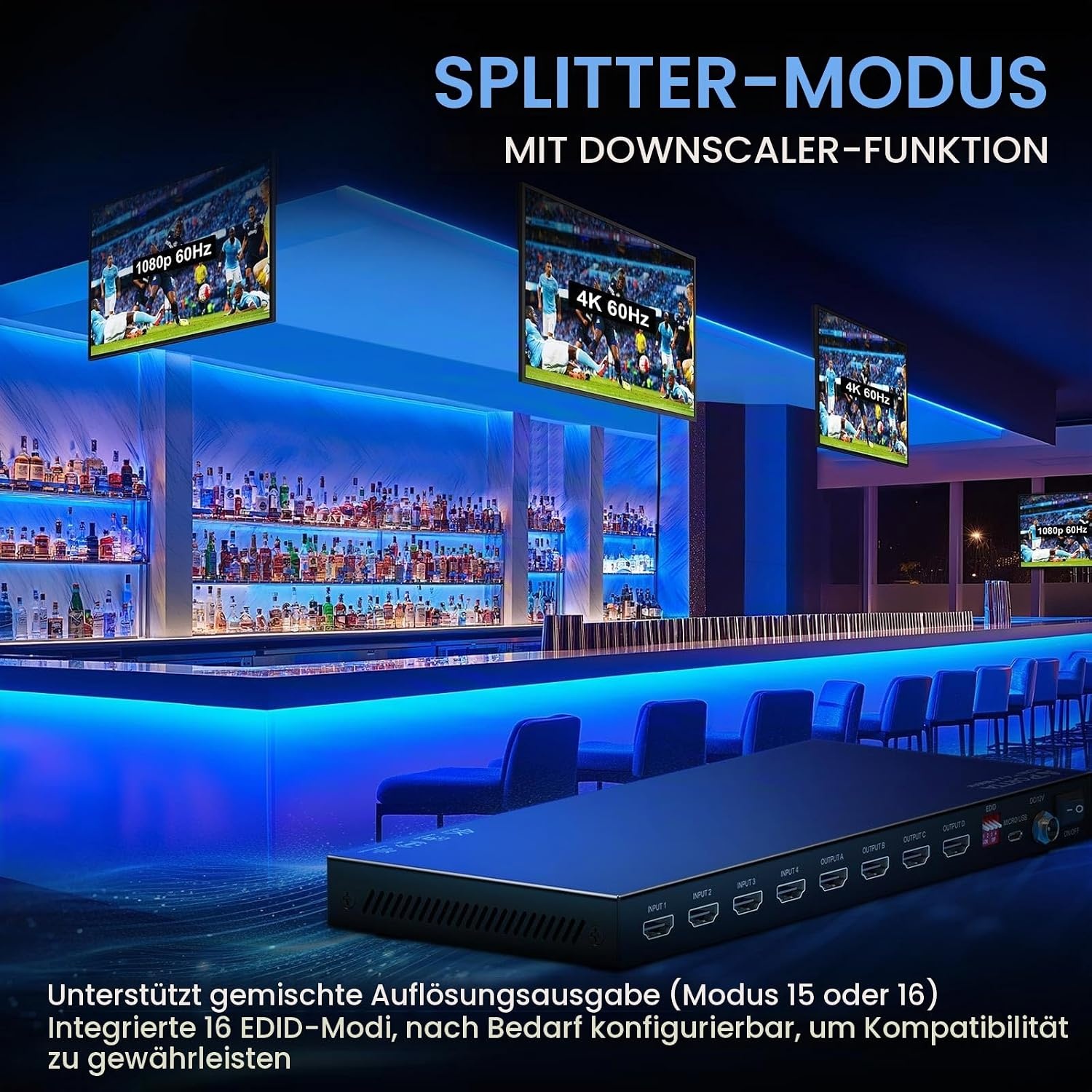 4x4 HDMI-Matrix 4K 60Hz mit Audio-Extractor - 30% Rabatt