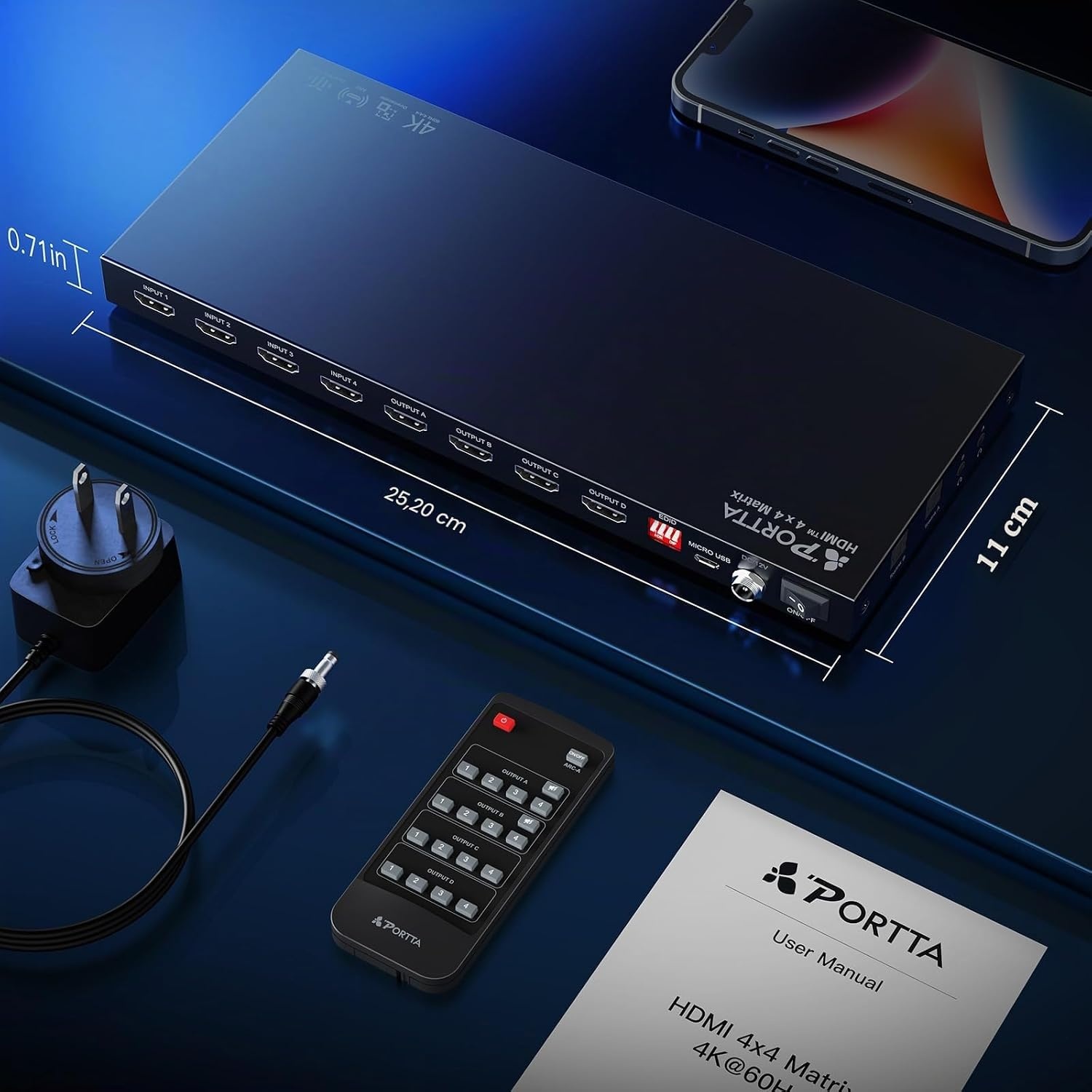 4x4 HDMI-Matrix 4K 60Hz mit Audio-Extractor - 30% Rabatt