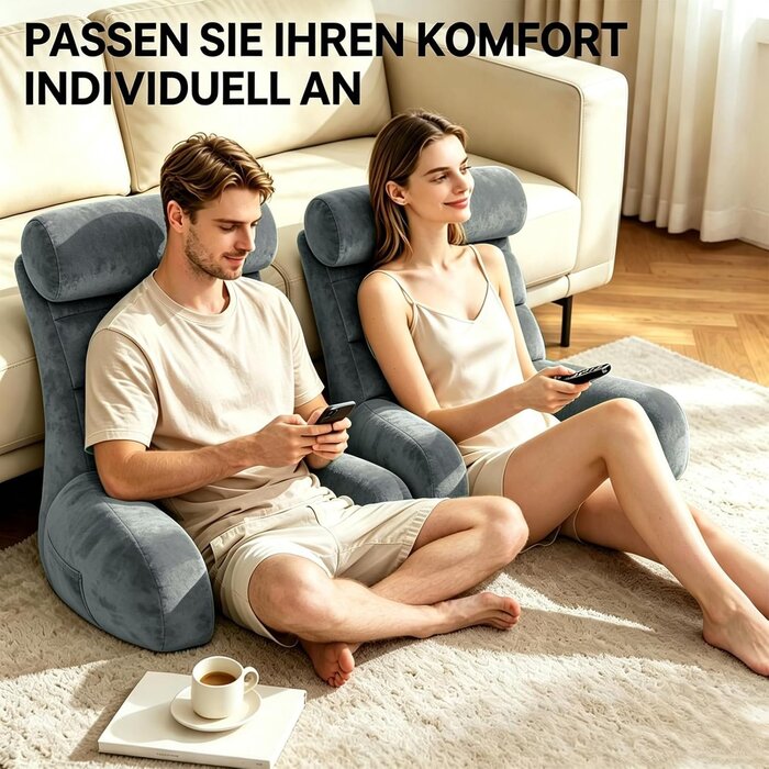 Ergonomisches Lesekissen mit Armlehnen Grau 65x30cm - 59% Rabatt