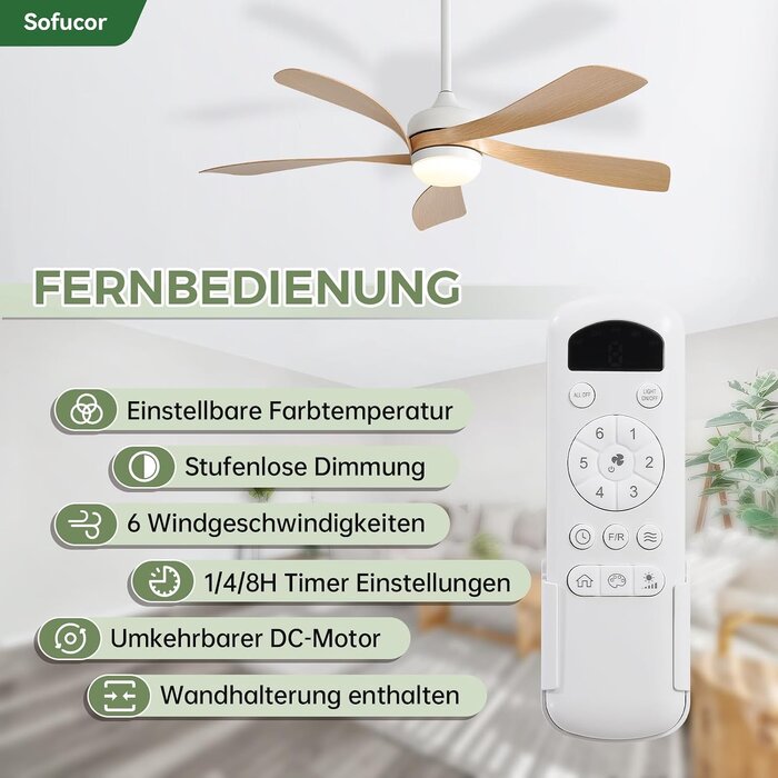 Deckenventilator 132 cm mit LED & Fernbedienung - 35% Rabatt