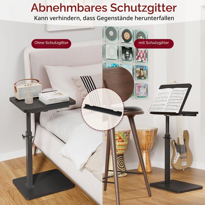 C-förmiger Beistelltisch, höhenverstellbar, Schwarz - 32% Rabatt