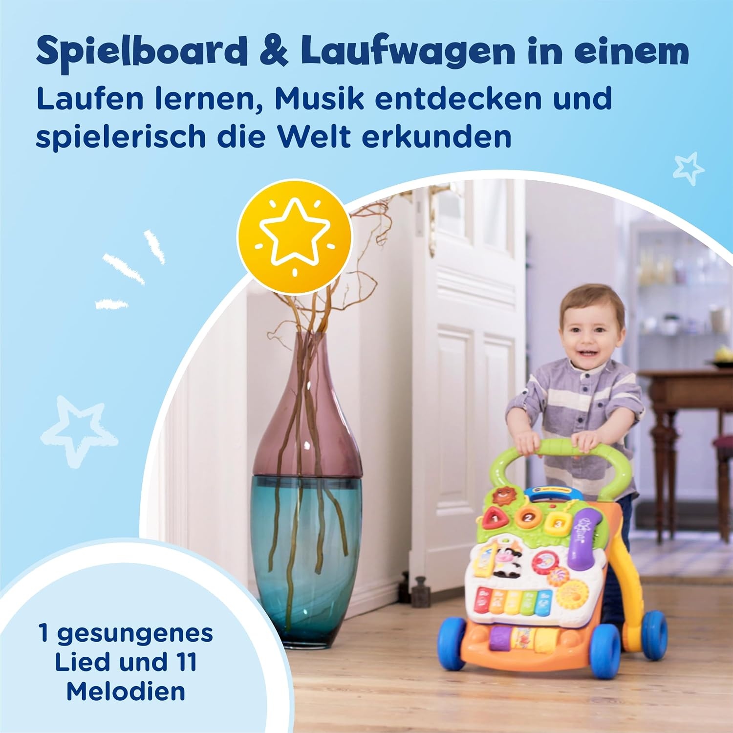 2-in-1 Lauflernwagen mit Spielboard - 45% Rabatt