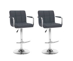 Vidaxl Edles Barhocker 2er Set Grau - Höhenverstellbar - 52% Rabatt