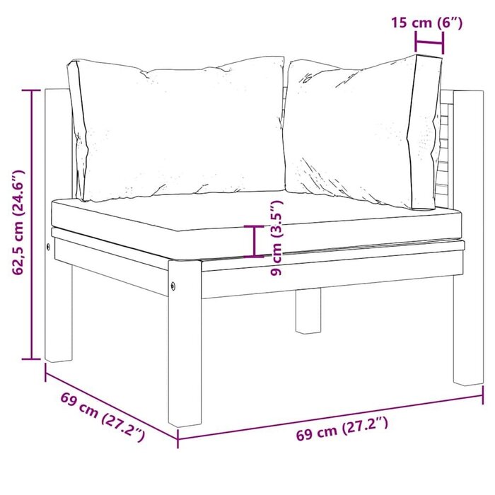 Modulares Ecksofa-Set aus Akazienholz, 2-teilig - 35% Rabatt