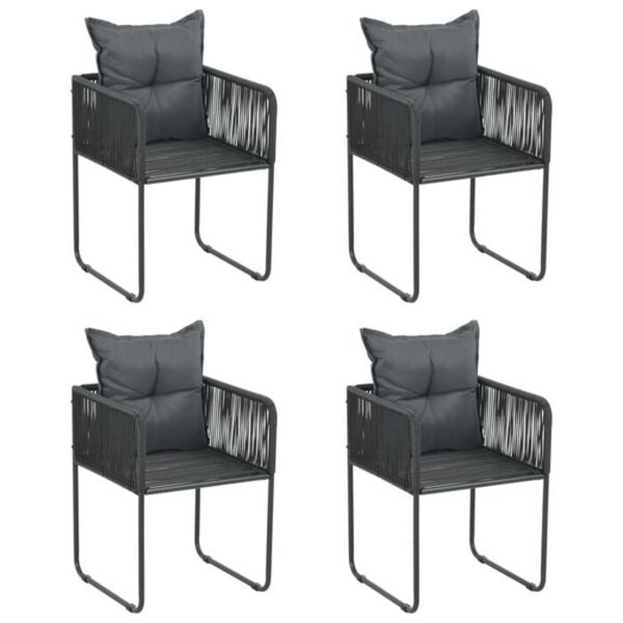 4er Set Gartenstühle mit Kissen Poly-Rattan Schwarz - 35% Rabatt