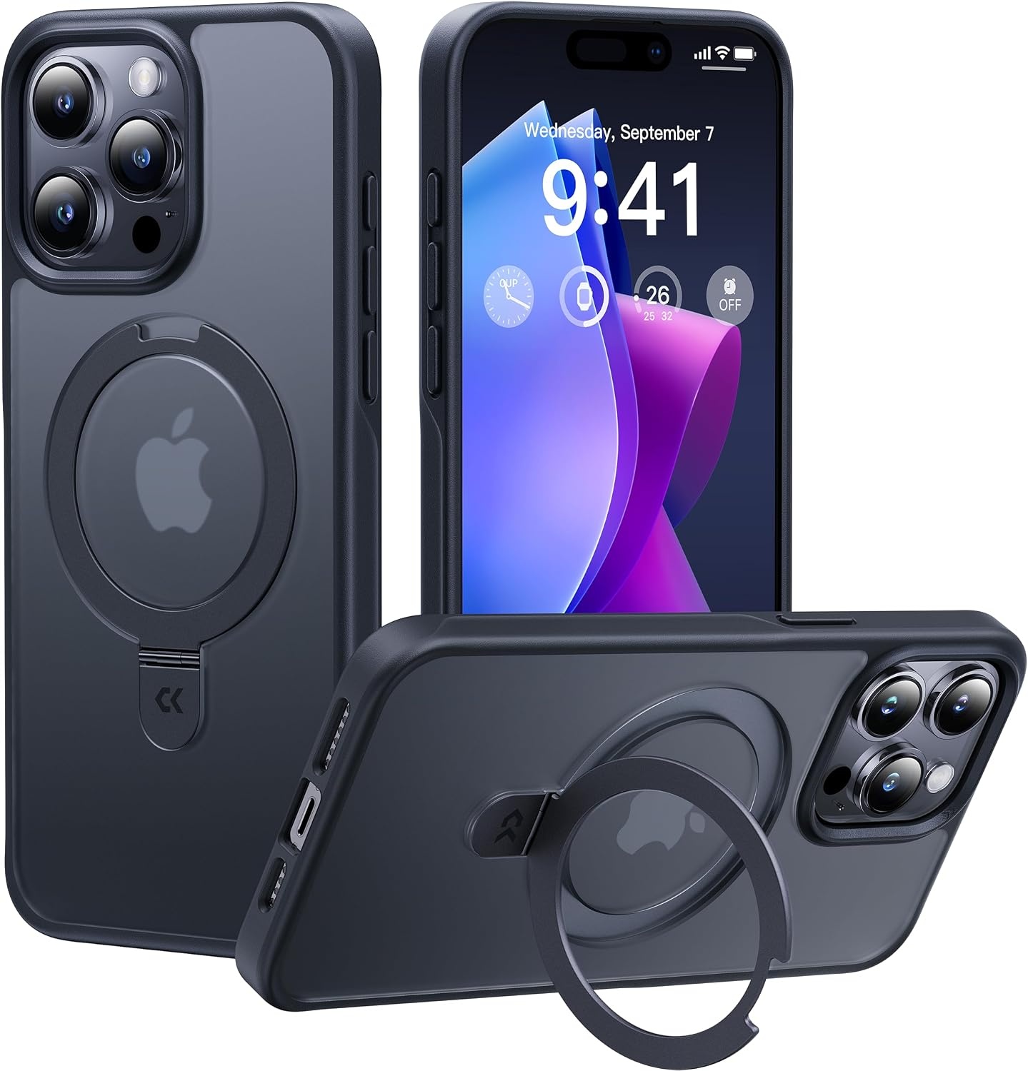 iPhone 15 Pro MagSafe Schutzhülle mit Standfuß - Schwarz - 27% Rabatt