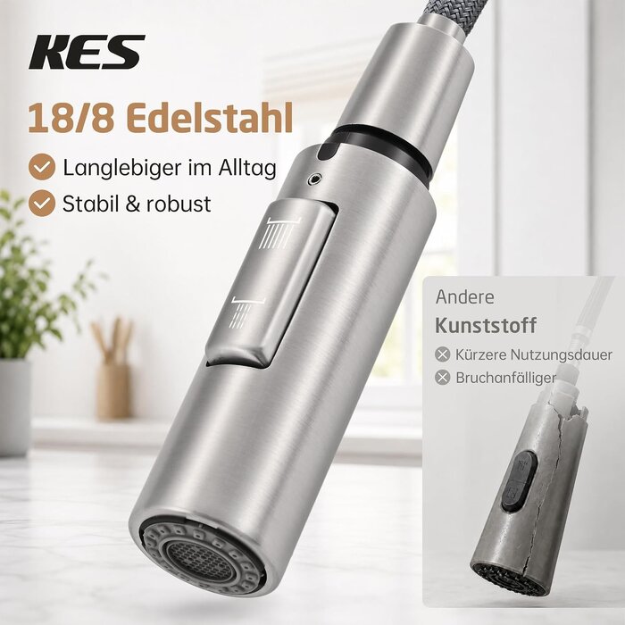 Ersatz-Küchenbrause Edelstahl G1/2, 2 Strahlarten - 32% Rabatt