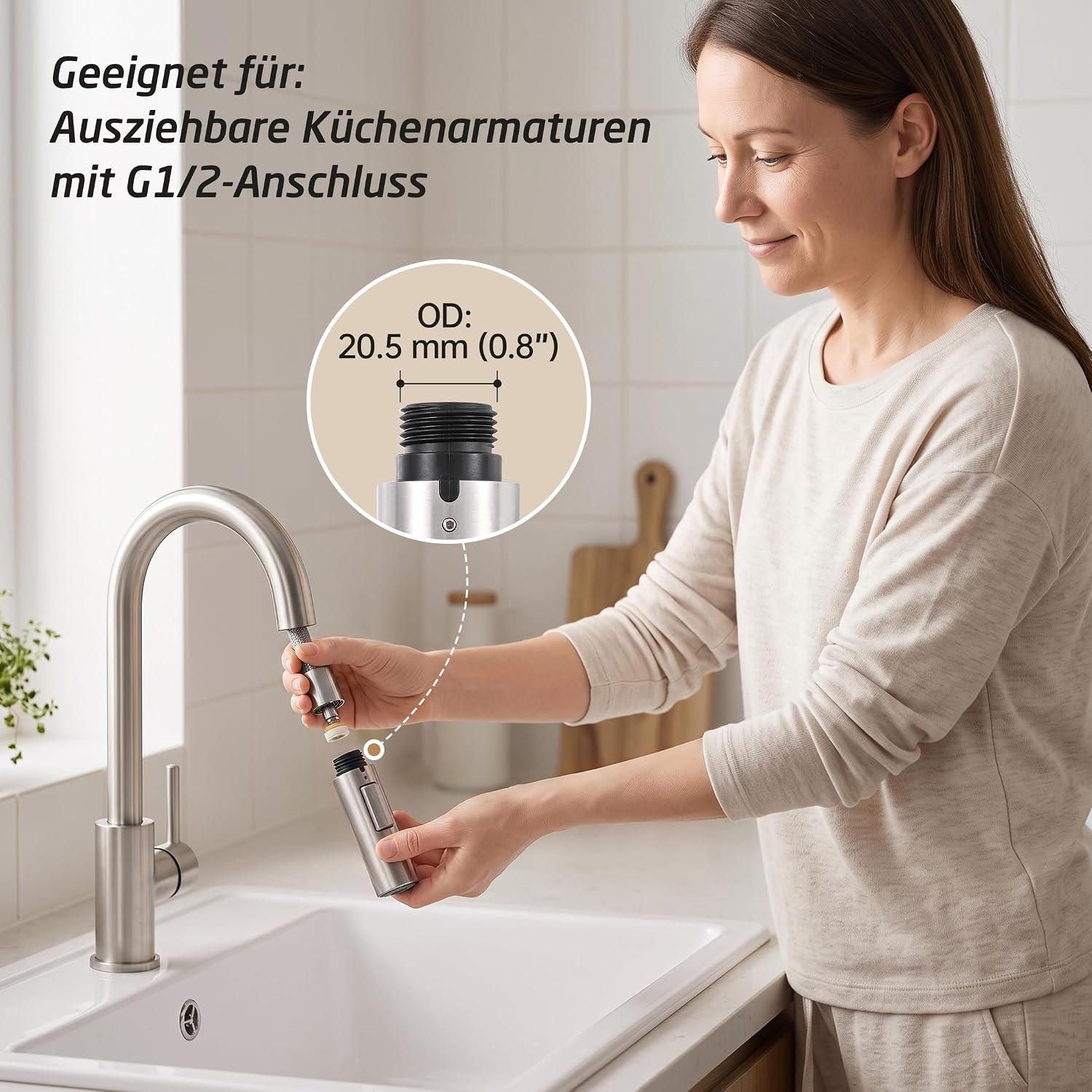 Ersatz-Küchenbrause Edelstahl G1/2, 2 Strahlarten - 32% Rabatt
