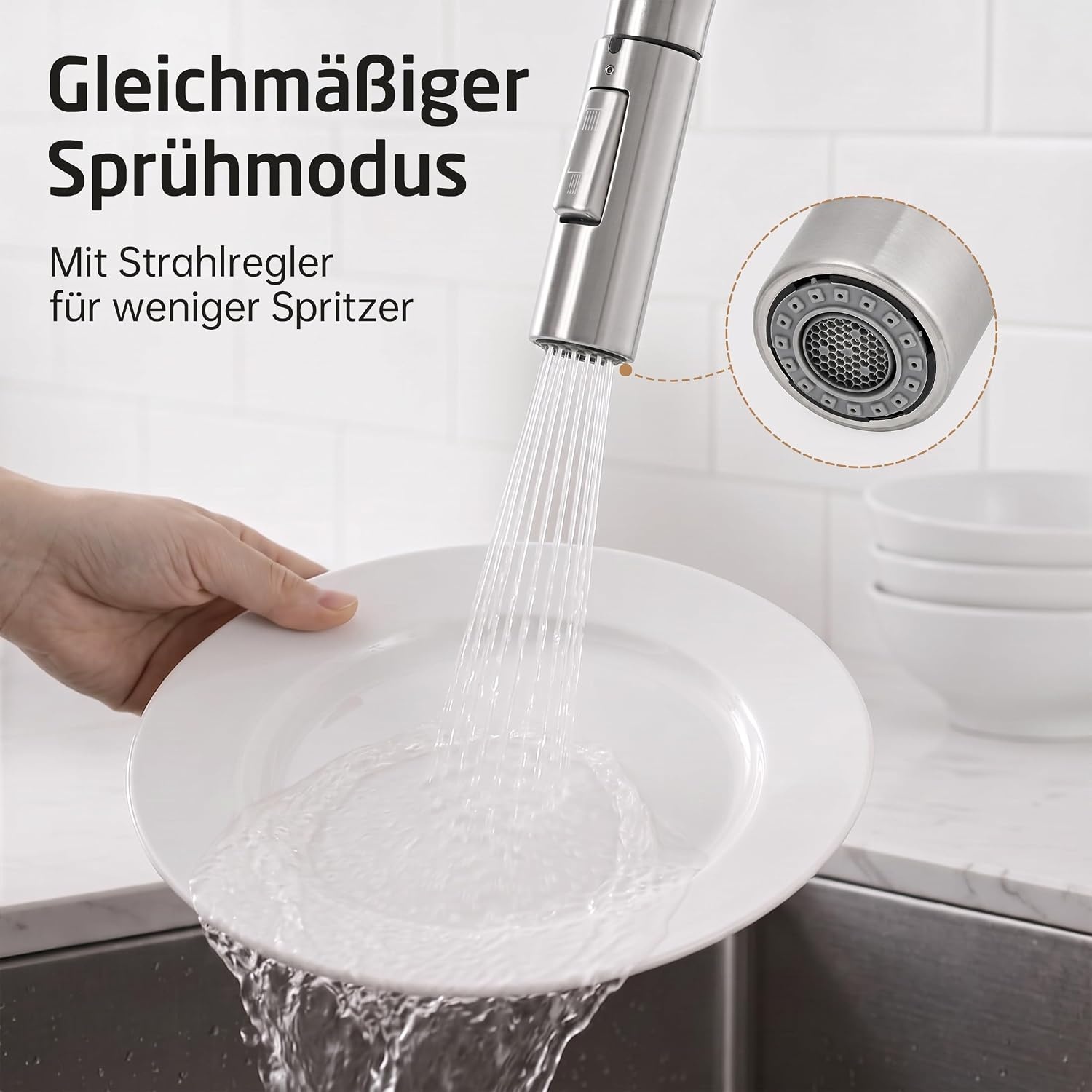 Ersatz-Küchenbrause Edelstahl G1/2, 2 Strahlarten - 32% Rabatt