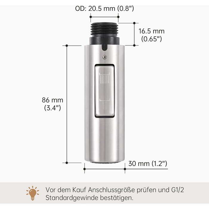 Ersatz-Küchenbrause Edelstahl G1/2, 2 Strahlarten - 32% Rabatt