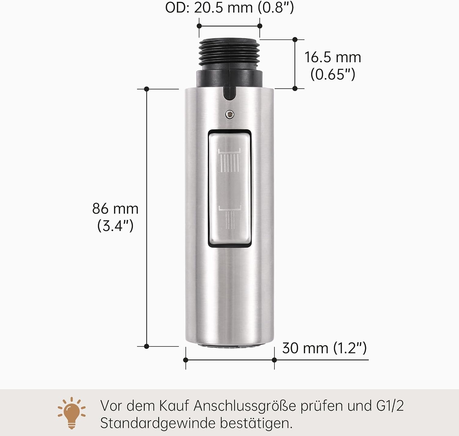 Ersatz-Küchenbrause Edelstahl G1/2, 2 Strahlarten - 32% Rabatt
