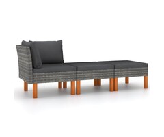 Vidaxl 3-tlg. Loungeset Polyrattan & Eukalyptusholz Grau - 52% Rabatt