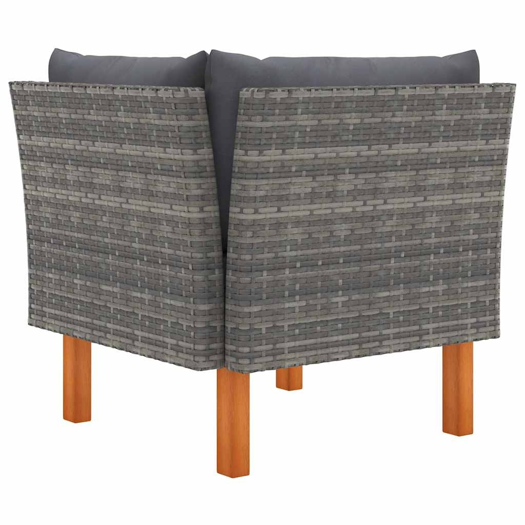 Vidaxl 3-teiliges Loungeset Polyrattan & Eukalyptusholz Grau - 35% Rabatt