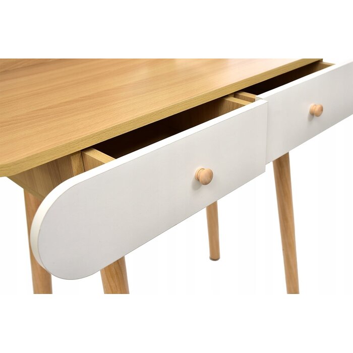 Viking Choice Moderner Schminktisch mit Spiegel & 2 Schubladen - Weiß/Holz - 7% Rabatt