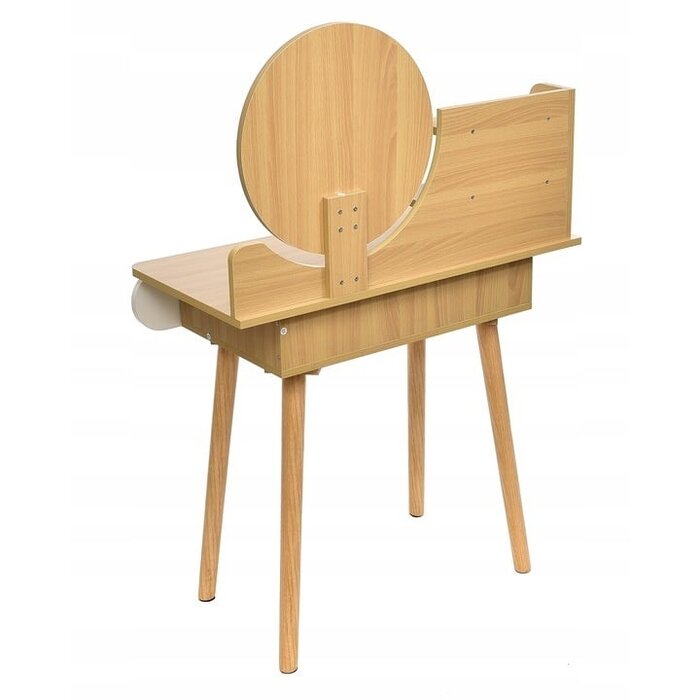 Viking Choice Moderner Schminktisch mit Spiegel & 2 Schubladen - Weiß/Holz - 7% Rabatt