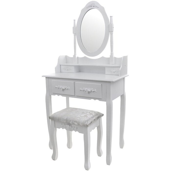 Viking Choice Antik-Schminktisch mit Spiegel & Hocker - 46% Rabatt - Handgefertigt