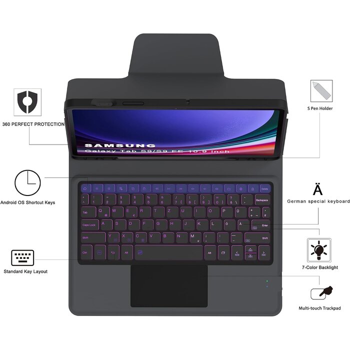 Tastaturhülle für Galaxy Tab S9 / S9 FE - 28% Rabatt - QWERTZ mit Touchpad