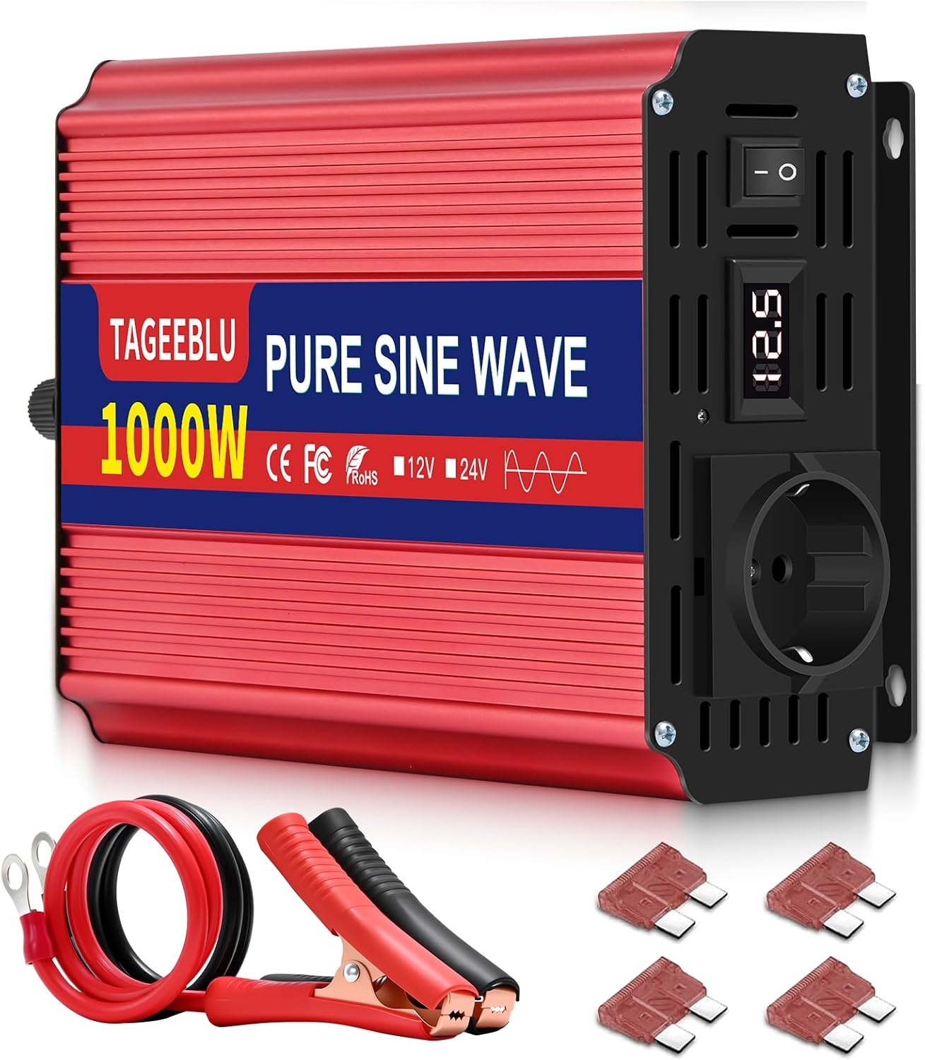 Reiner Sinus-Wechselrichter 1000W 12V auf 230V - 34% Rabatt