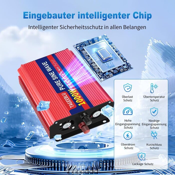 Reiner Sinus-Wechselrichter 1000W 12V auf 230V - 34% Rabatt