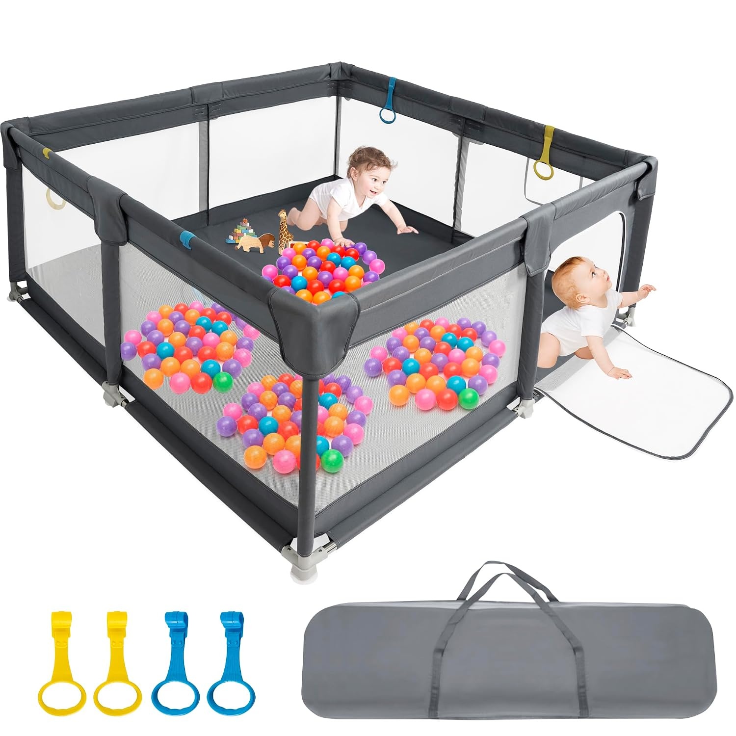 Großer Kinderlaufstall 150x150cm Grau - 34% Rabatt auf Retourenware
