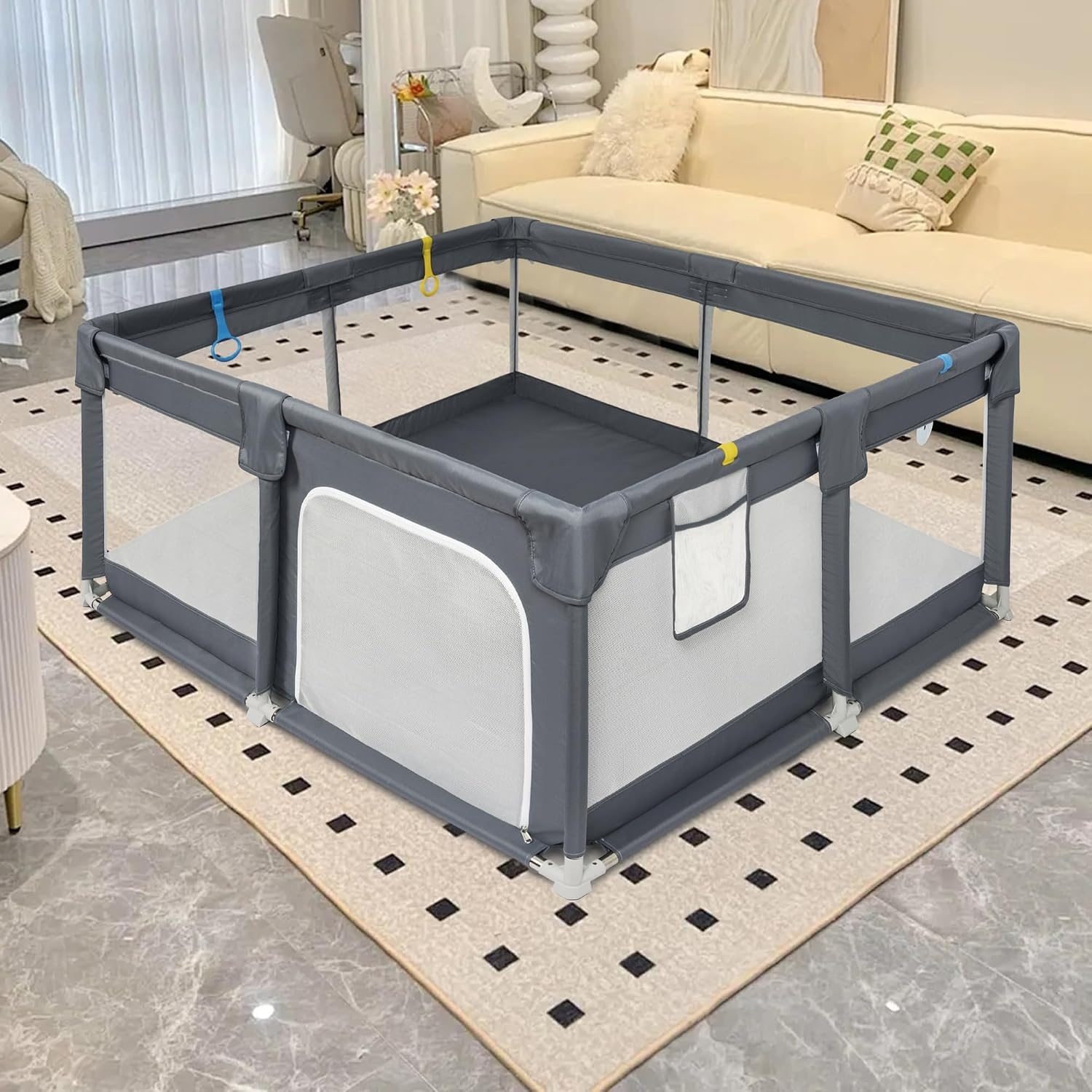 Großer Kinderlaufstall 150x150cm Grau - 34% Rabatt auf Retourenware