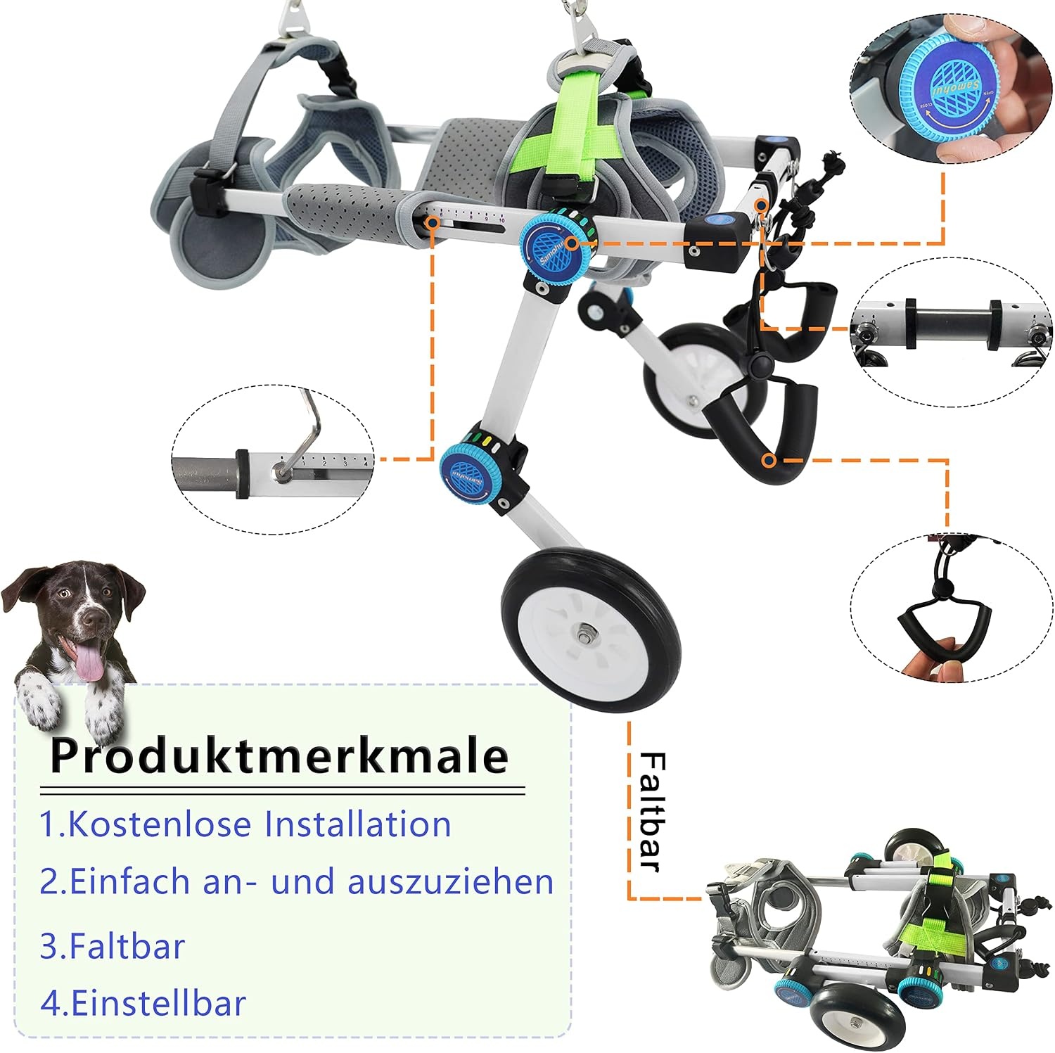 Hunderollstuhl für Hinterbeine XS Weiß - 58% Rabatt