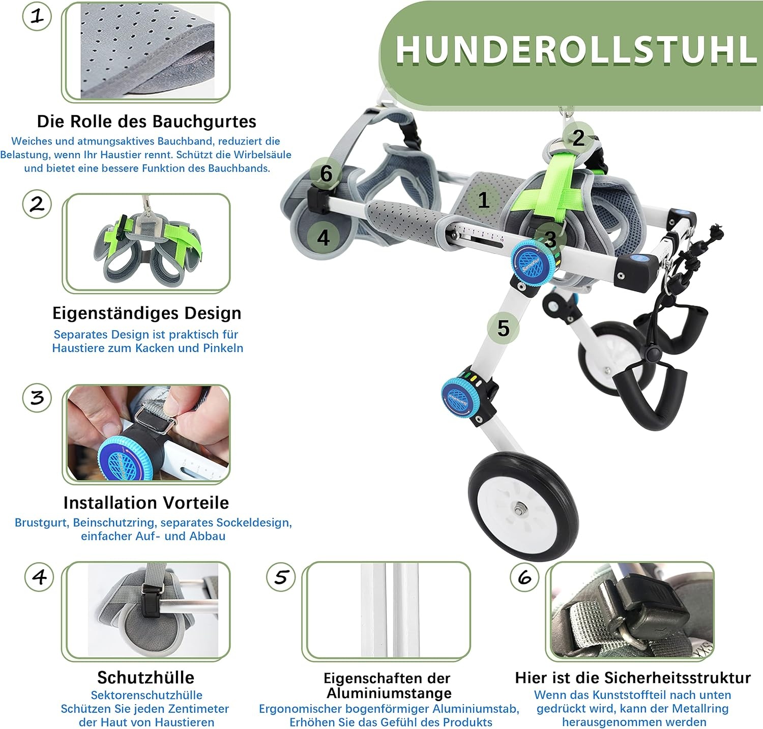 Hunderollstuhl für Hinterbeine XS Weiß - 58% Rabatt