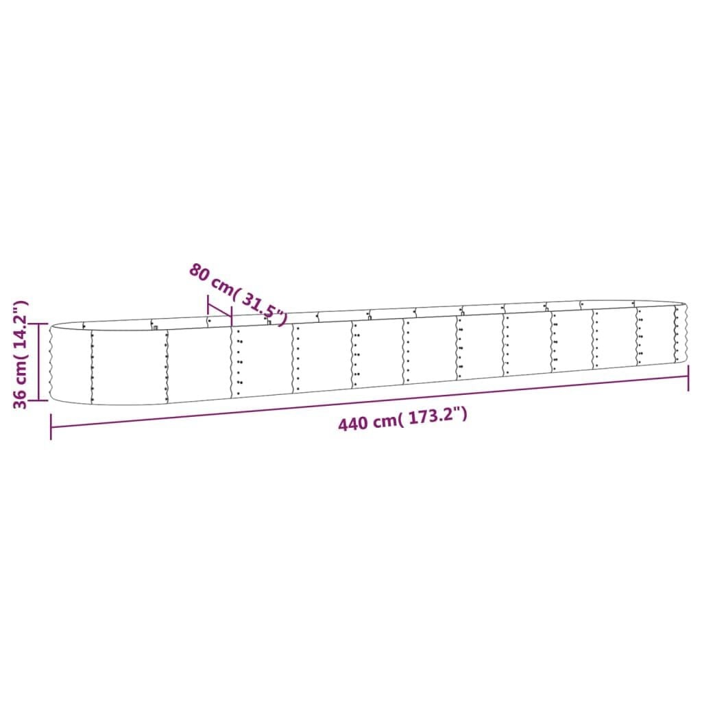 Vidaxl Großes Hochbeet 440x80x36 cm, Stahl Grau - 34% Rabatt