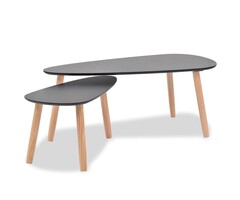 Vidaxl 2-tlg. Couchtisch-Set, Massivholz, Schwarz - 55% Rabatt