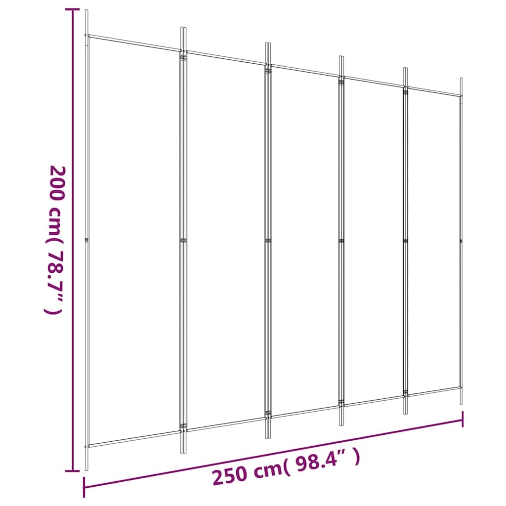 Vidaxl Raumtrenner 250x200 cm, 5 Paneele, Anthrazit - 32% Rabatt