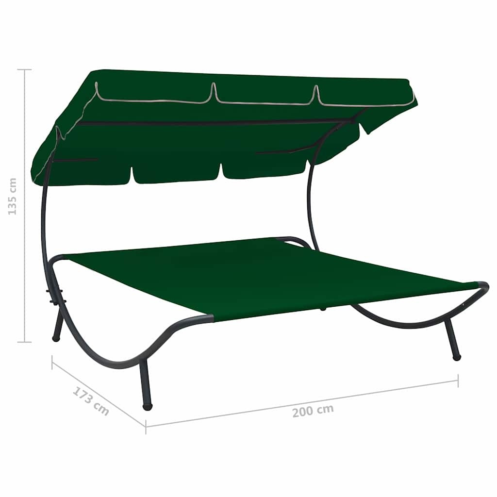 Vidaxl Doppelliege mit Sonnendach Grün 200x173cm - 34% Rabatt - Ausgepackt