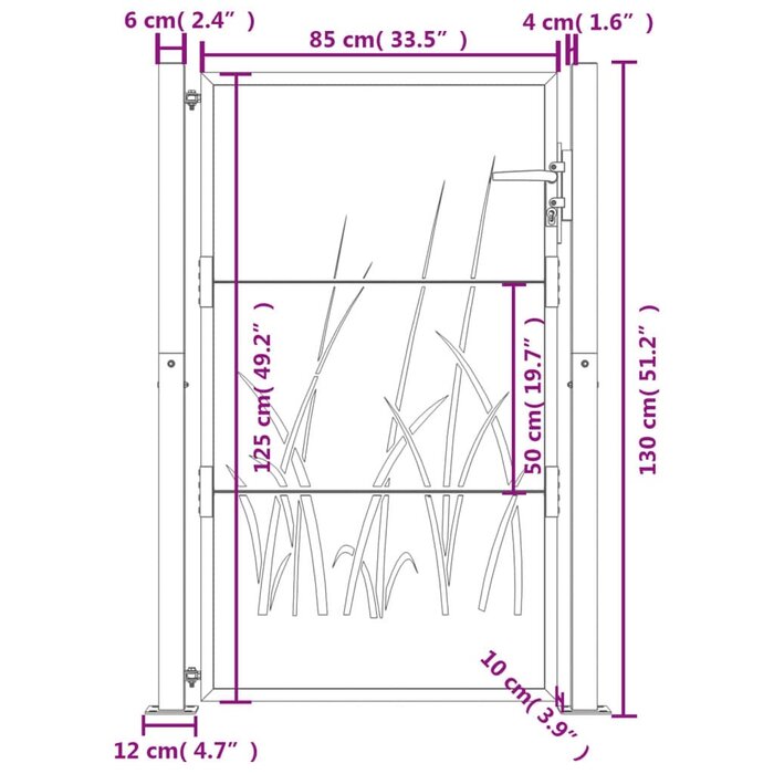 Vidaxl Gartentor Anthrazit 105x130 cm - Laser-Design - 35% Rabatt