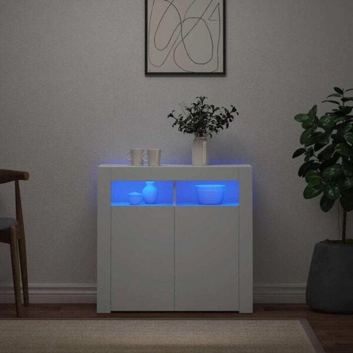 Vidaxl Sideboard mit LED-Beleuchtung 80x35x75 cm Weiß - 34% Rabatt