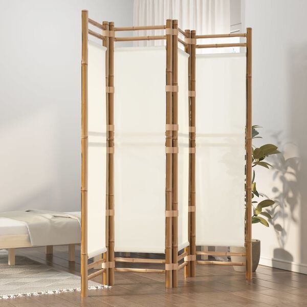 Vidaxl Raumteiler 4 Paneele Bambus & Canvas 160x180 cm - 34% Rabatt