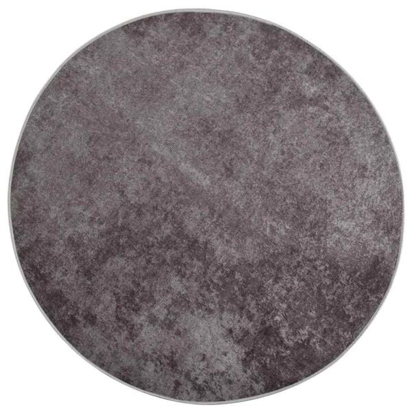 Vidaxl Runder Teppich Grau 120 cm - Waschbar & Rutschfest - 32% Rabatt