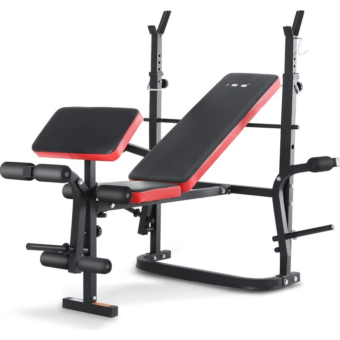 Verstellbare Hantelbank mit Beinstrecker - 35% Rabatt - Schwarz/Rot