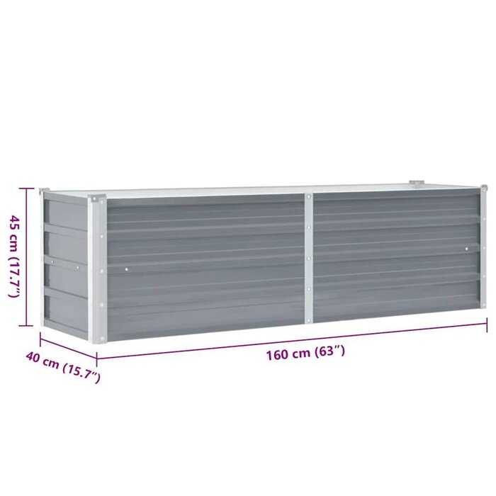 Vidaxl Hochbeet 160x40x45 cm Stahl Grau - 32% Rabatt