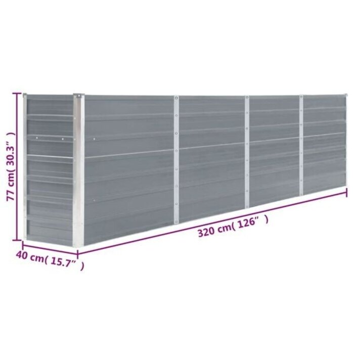 Vidaxl Großes Hochbeet 320x40x77 cm aus verzinktem Stahl - 34% Rabatt