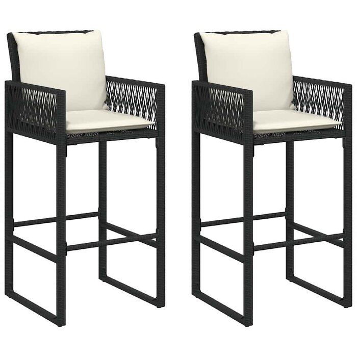Vidaxl 2er-Set Garten-Barhocker Poly-Rattan Schwarz - 35% Rabatt