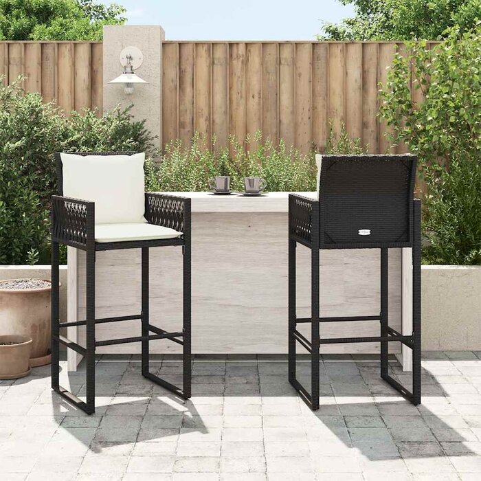 Vidaxl 2er-Set Garten-Barhocker Poly-Rattan Schwarz - 35% Rabatt