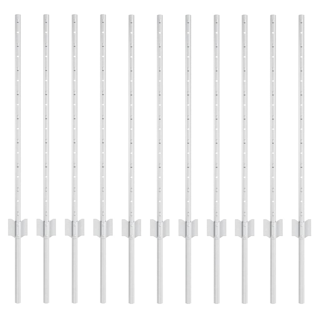 Vidaxl Zaunpfosten 120 cm Set, 11-tlg., Silber - 33% Rabatt