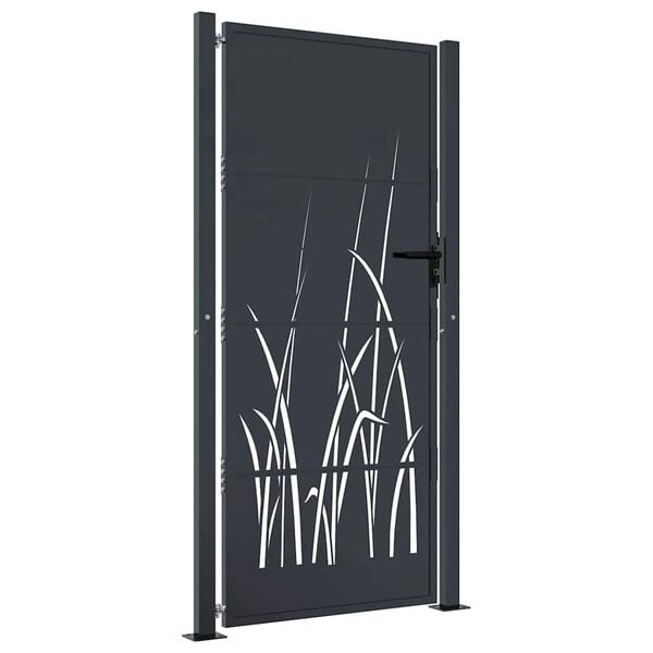 Vidaxl Gartentor 105x205 cm Stahl Anthrazit Laser-Grasmotiv - 35% Rabatt