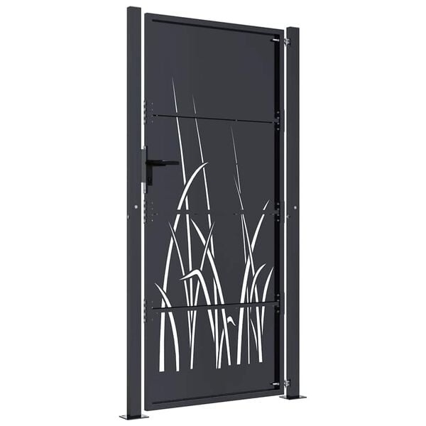Vidaxl Gartentor 105x205 cm Stahl Anthrazit Laser-Grasmotiv - 35% Rabatt