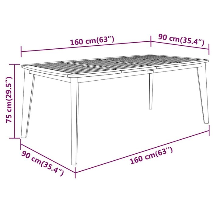 Vidaxl Gartentisch Massivholz Akazie 160x90cm - 35% Rabatt