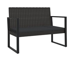 Vidaxl Gartenbank mit Kissen 106 cm Poly-Rattan Schwarz - 56% Rabatt