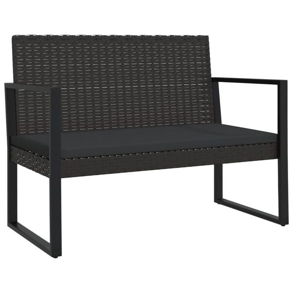 Vidaxl Gartenbank mit Kissen 106 cm Poly-Rattan Schwarz - 34% Rabatt