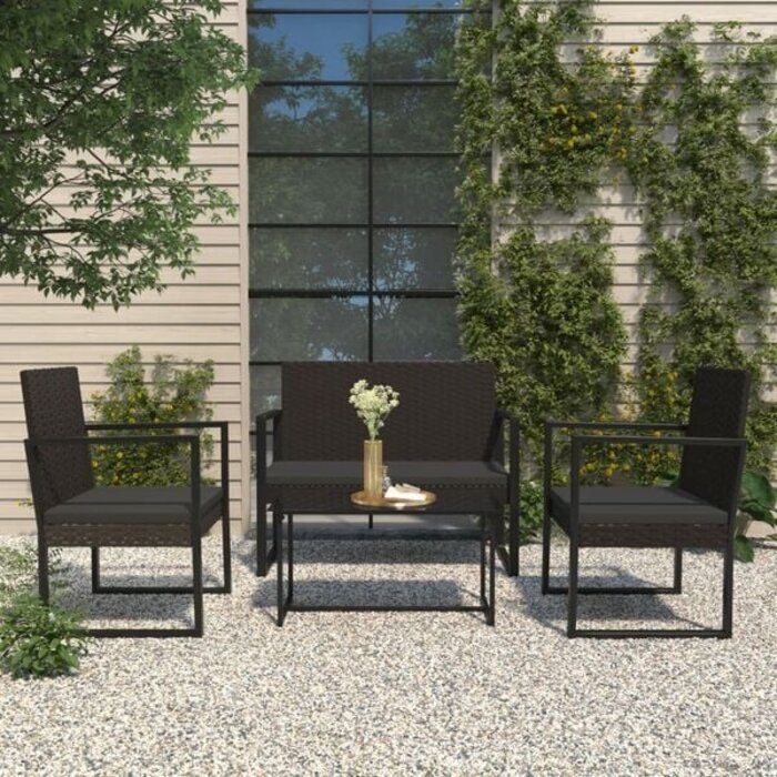 Vidaxl Gartenbank mit Kissen 106 cm Poly-Rattan Schwarz - 34% Rabatt