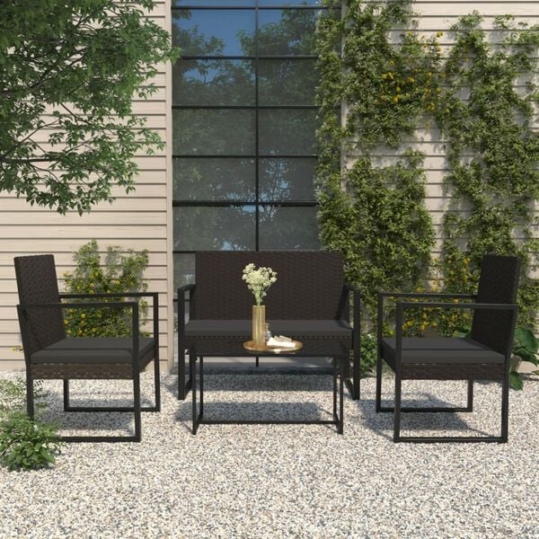 Vidaxl Gartenbank mit Kissen 106 cm Poly-Rattan Schwarz - 34% Rabatt